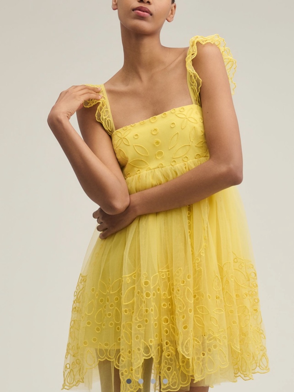LET ME BE ANTHROPOLOGIE EYELET TULLE MINI DRESS SIZES XS MSRP $198.00 NWT
